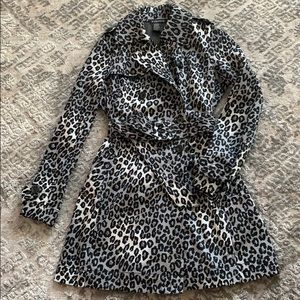 Rampage Animal Print Double-Breasted Trench
